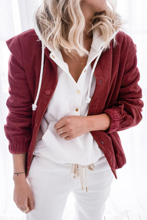 Solid Corduroy Loose Long Sleeve Jacket